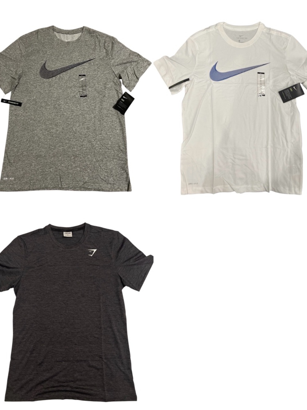3 Pack Nike/GymShark tee shirts Size medium
